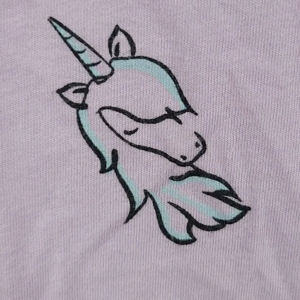 Justice Girls 10 Lavender Purple Unicorn Shine Bright Tee Long Slv T-Shirt